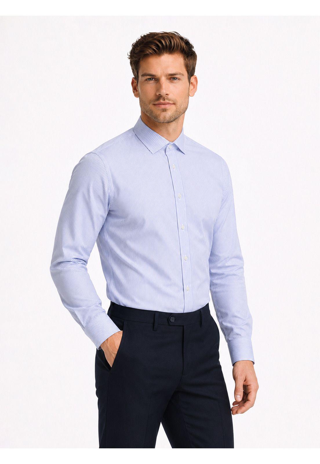 Camisa Formal Rayas Non Iron Tailored Fit Azul Arrow ARM0491AZ-0