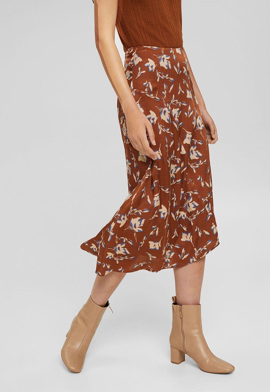 Falda Midi Estampada Con Lenzing™ Ecovero™ Esprit-0