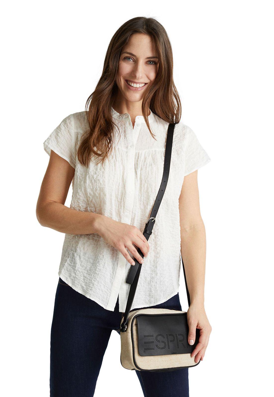Con lino: bolso bandolera con logo Esprit-0