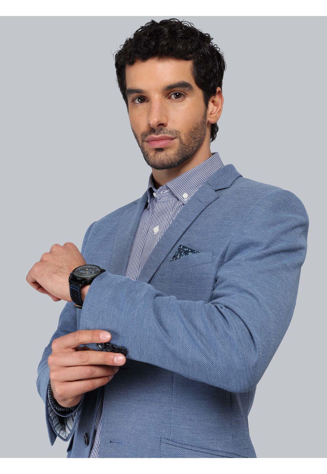 Blazer Texturado Spandex Tailored Fit Celeste Piero Butti PBCIG43CE-2