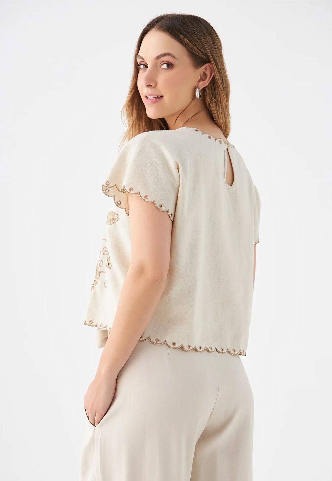 Blusa Bordada Manga Corta Mujer Esprit 619F100-1