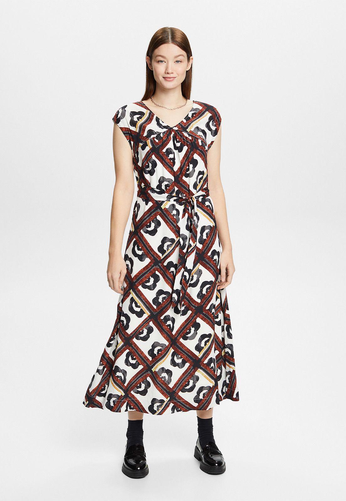 Vestido Largo Maxi Acampanado Cuello En V Mujer Esprit-0