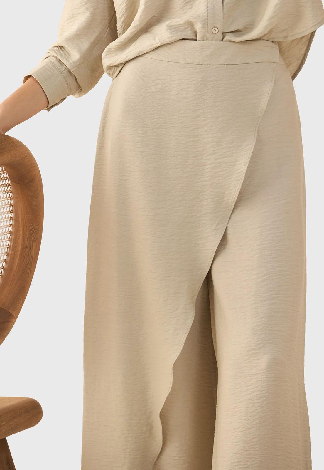 Pantalón fluido con diseño cruzado Mujer Esprit 631G005-2