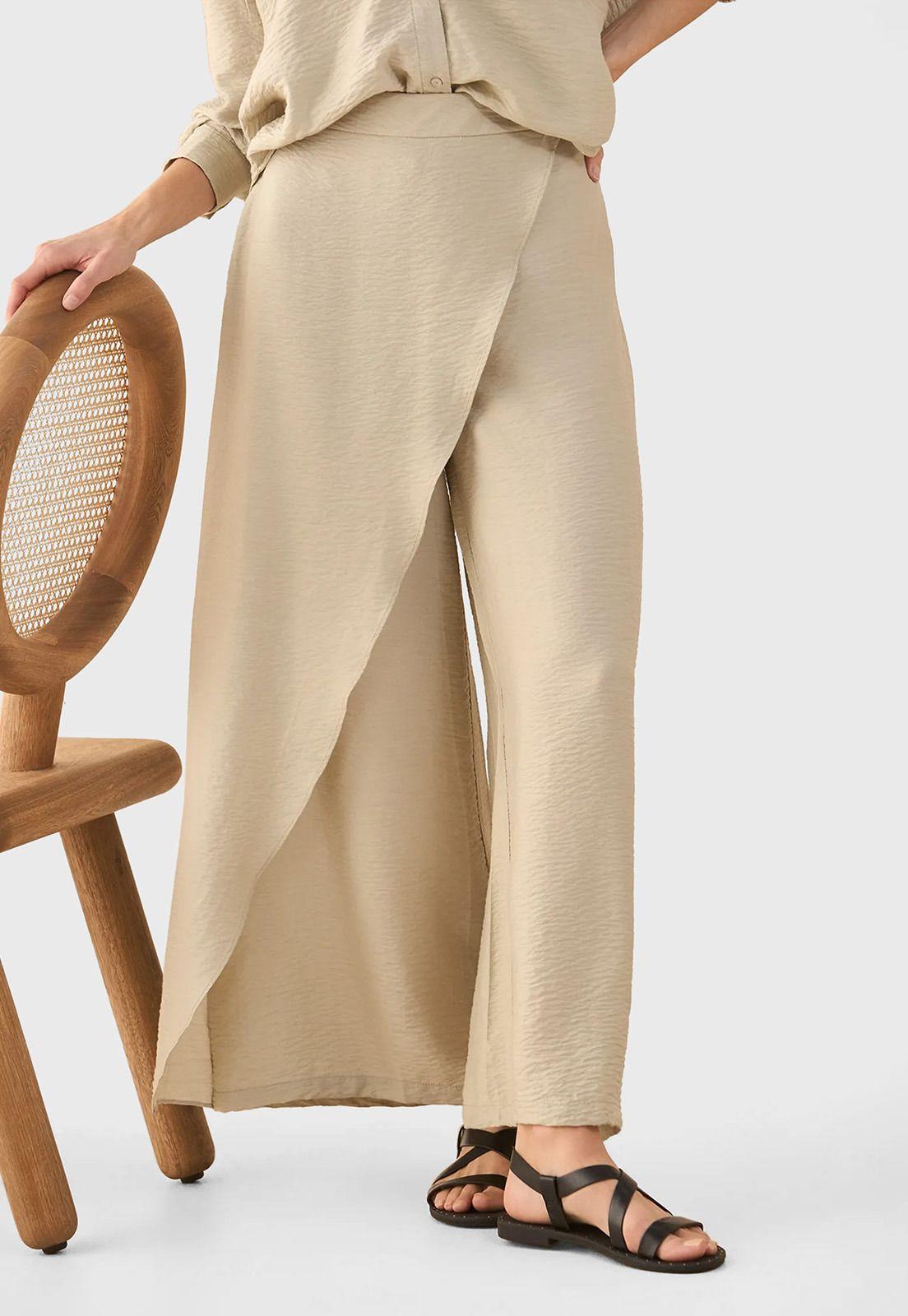 Pantalón fluido con diseño cruzado Mujer Esprit 631G005-3