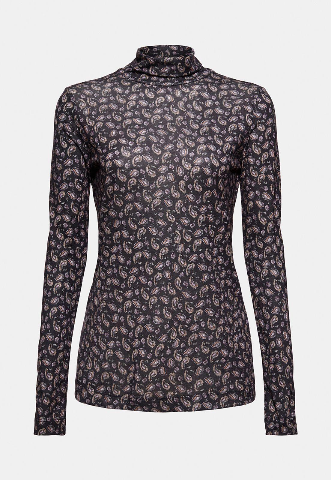 Polera Manga Larga Con Cuello Alto Esprit Eco Negro-3