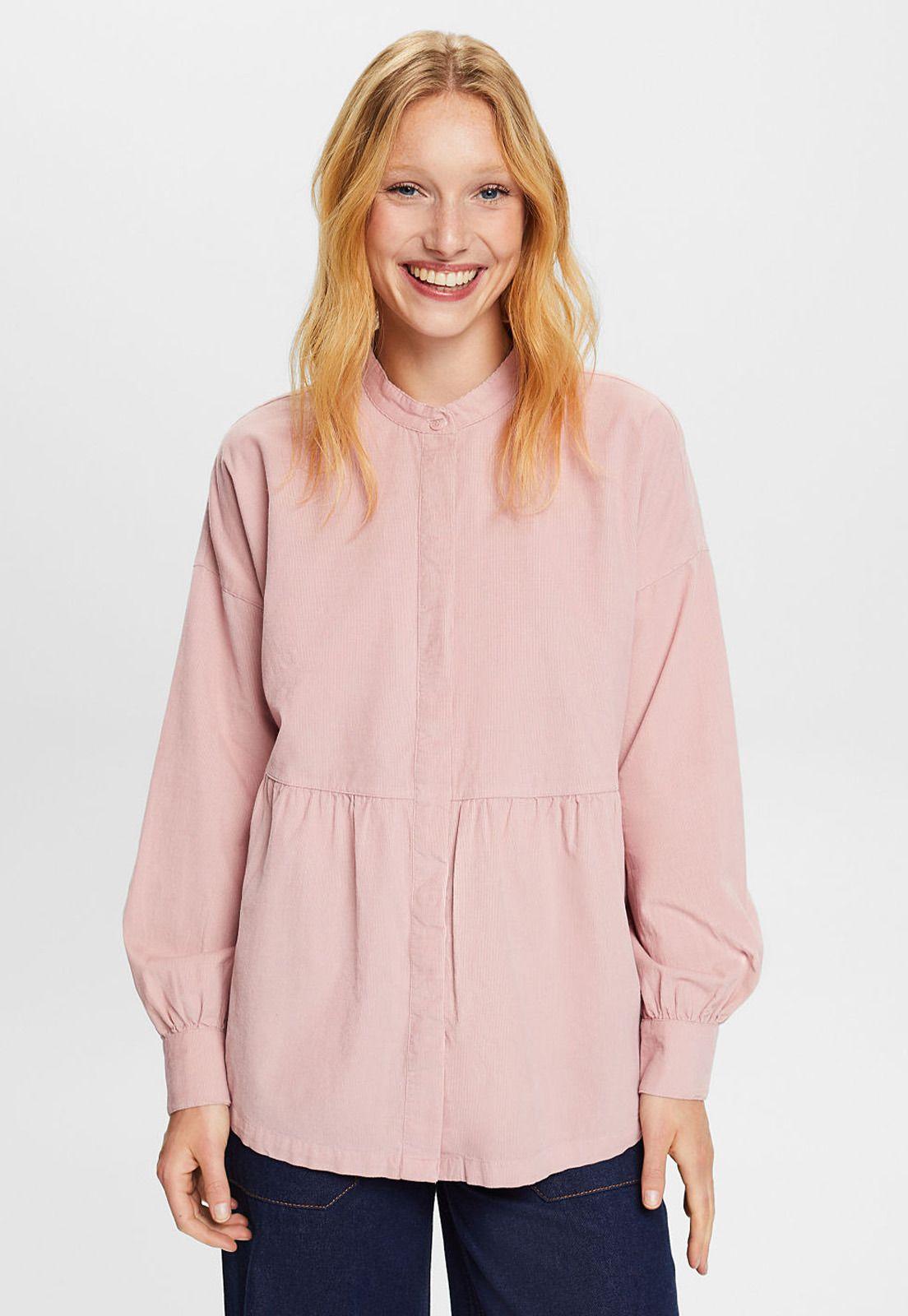 Blusa de Cotelé Cuello Mao Con Botones Mujer Esprit 093EE1F303-0