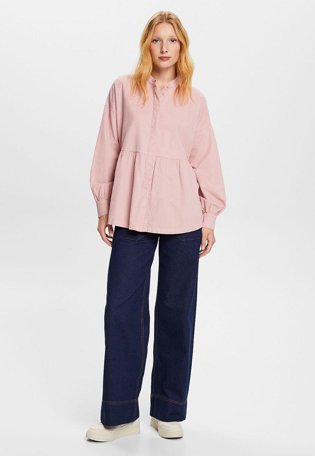 Blusa de Cotelé Cuello Mao Con Botones Mujer Esprit 093EE1F303-3