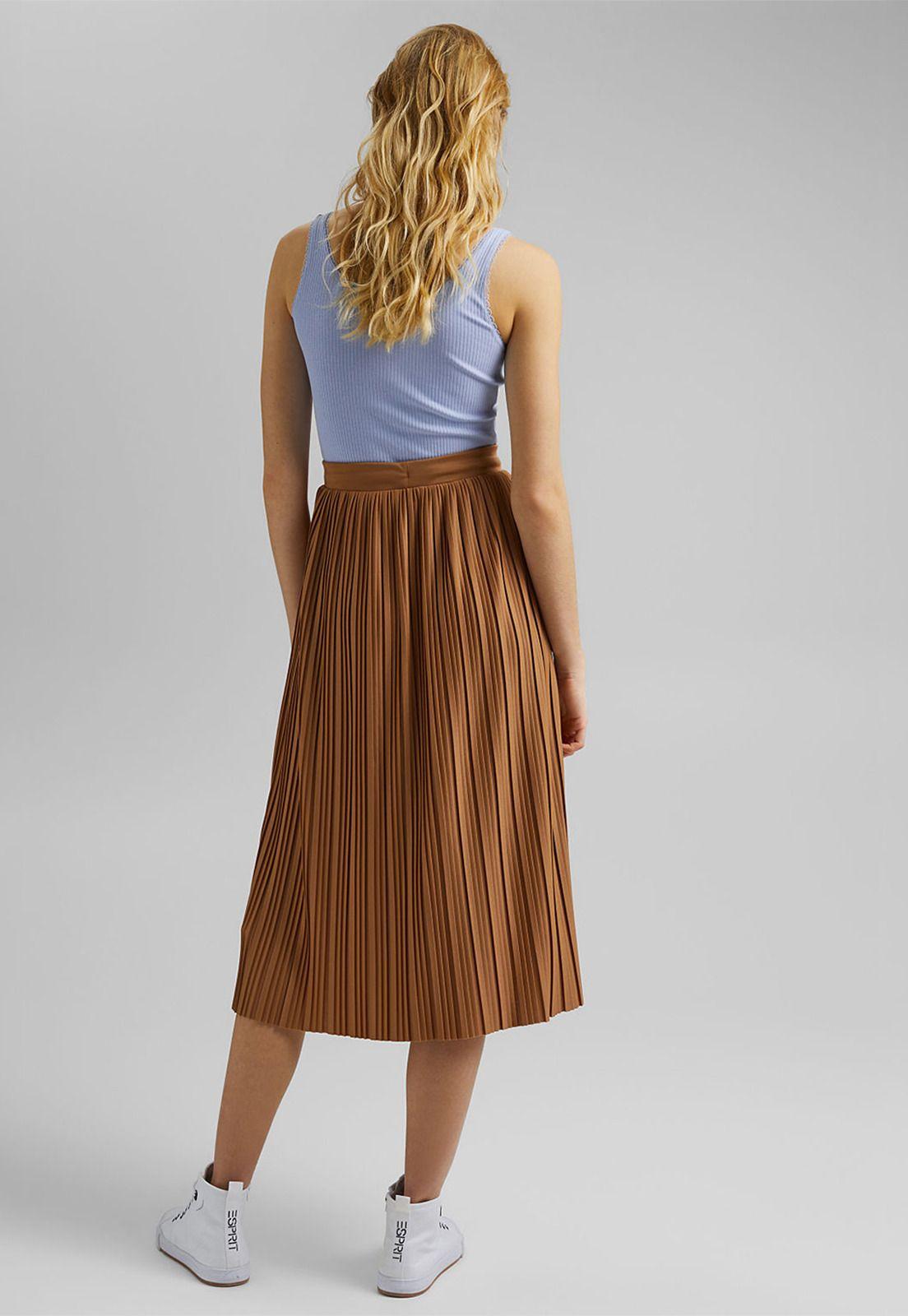 Falda Midi De Punto Plisada Esprit-1