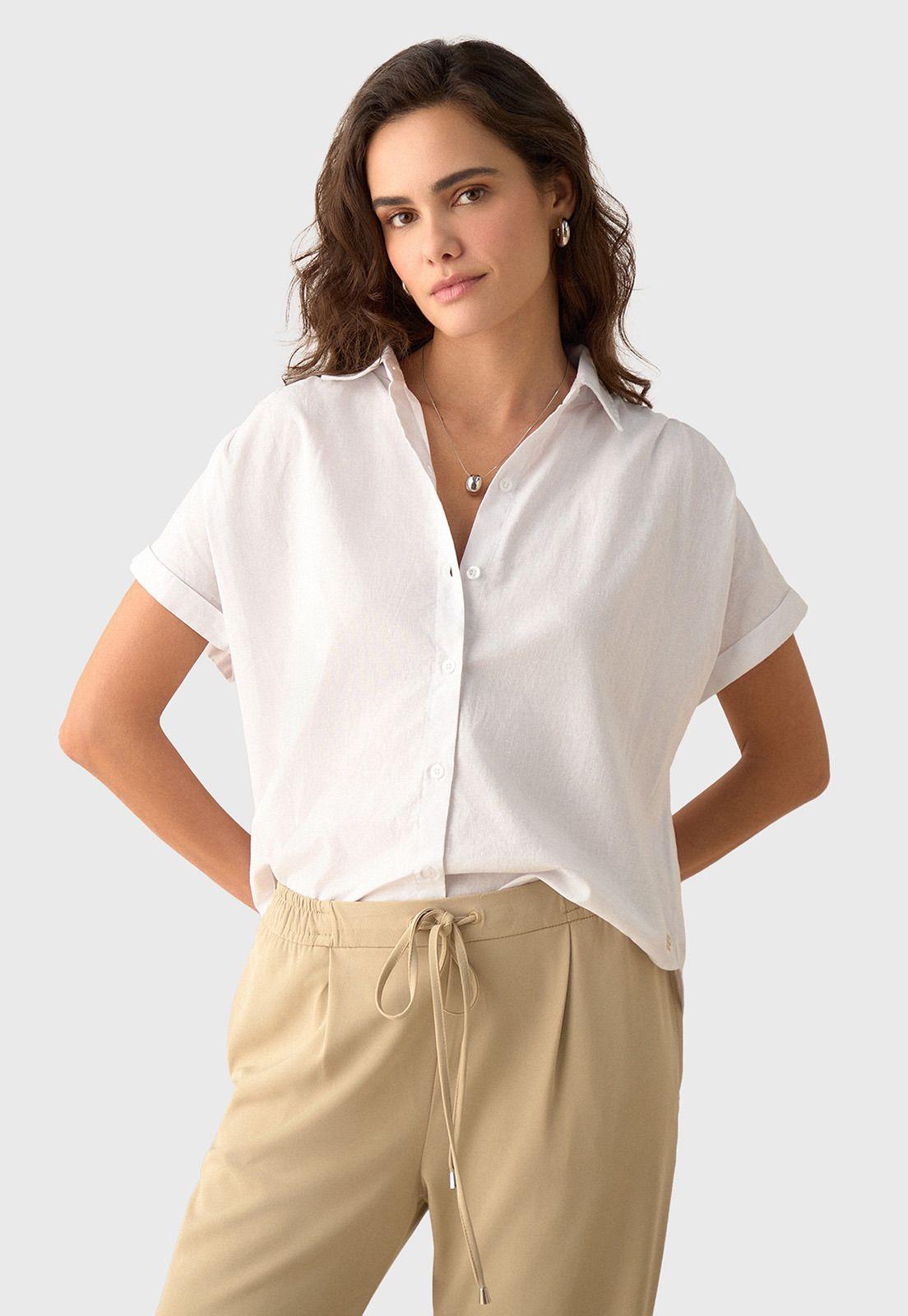 Blusa Lino Manga Corta Mujer Esprit 110G916-0