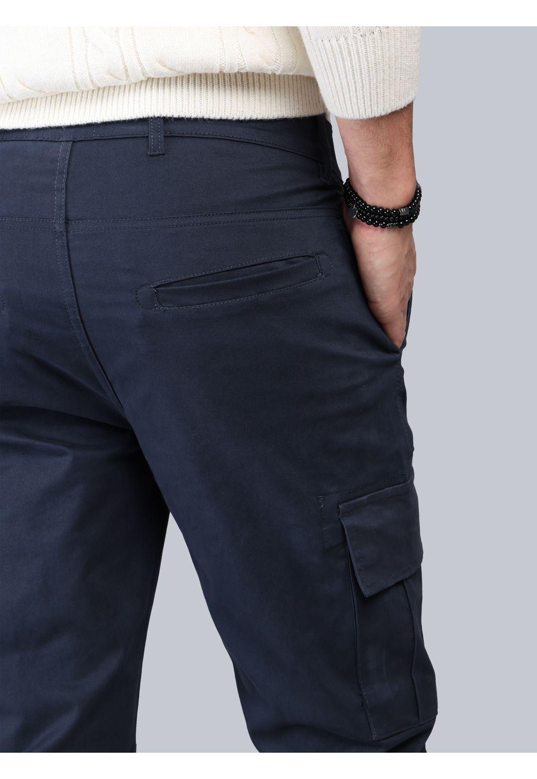 Pantalón Cargo Spandex Regular Fit Azul Marino Soviet SCIB101NB-4