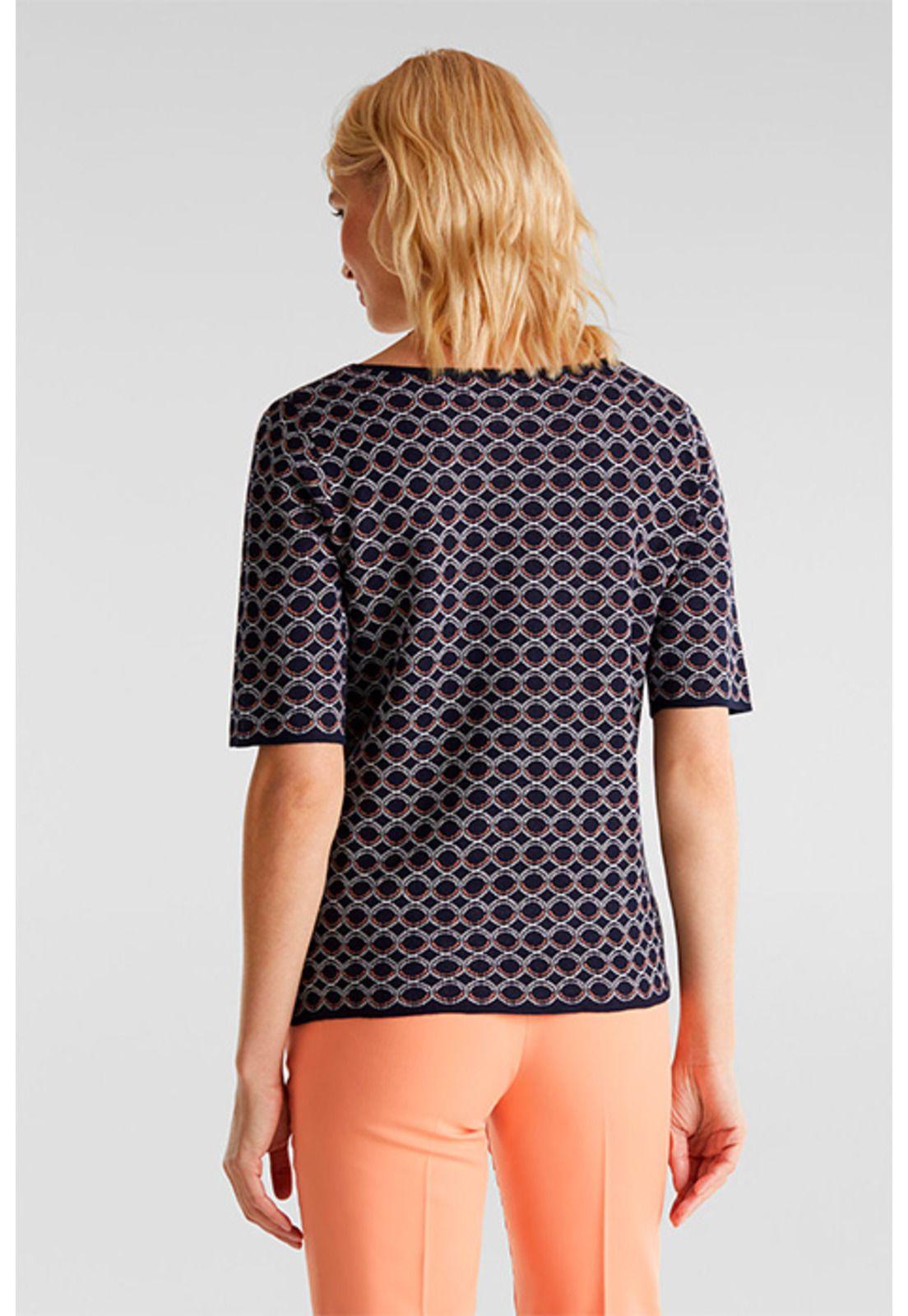 Sweater manga corta motivo geométrico-1