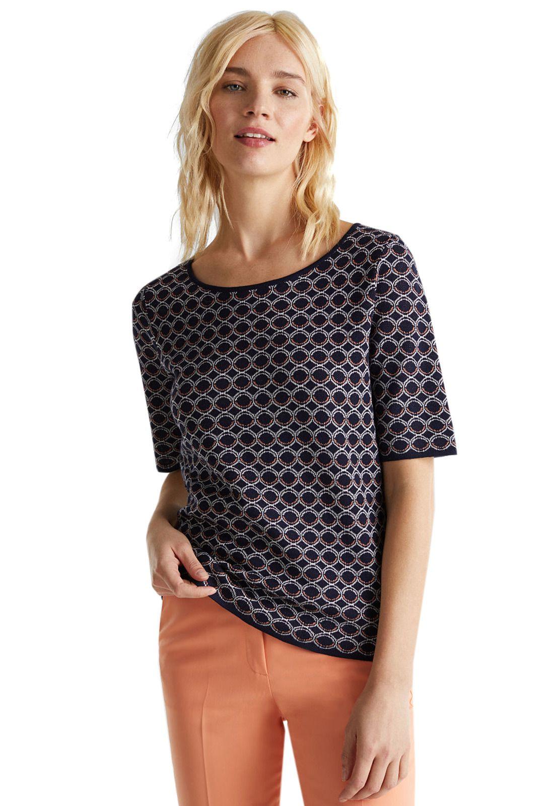 Sweater manga corta motivo geométrico-4