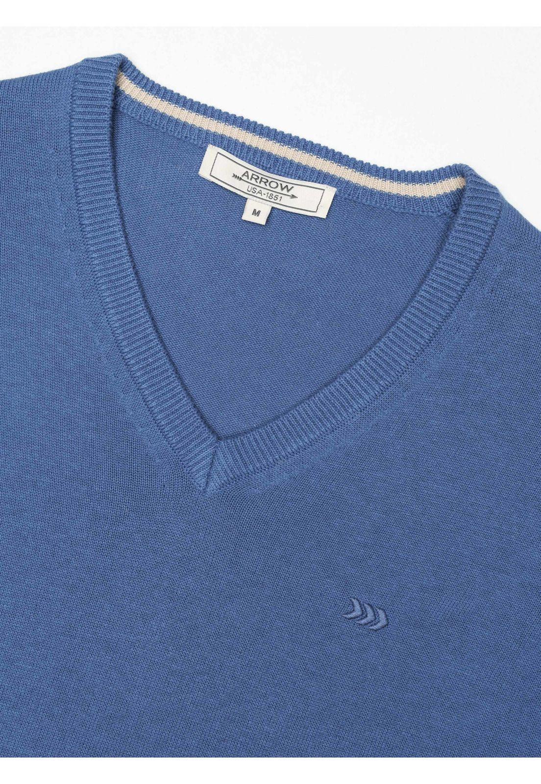 Sweater Cuello V Regular Fit Azul Arrow SW34085AZ-4