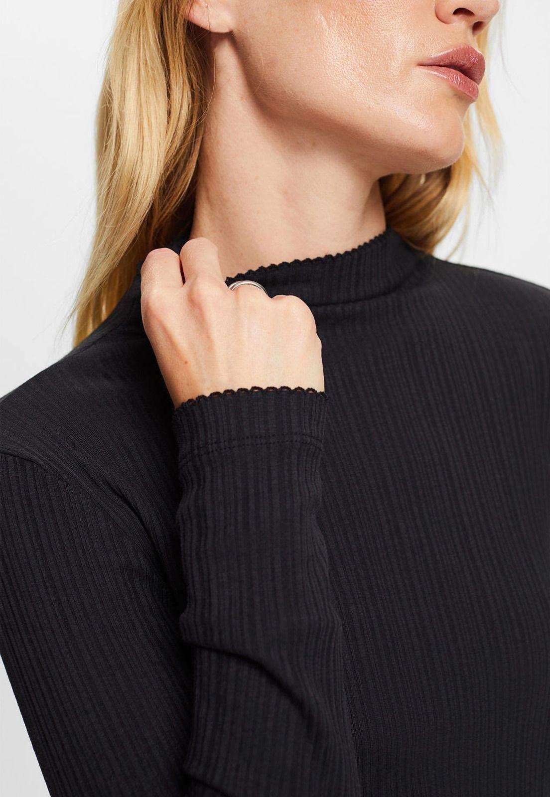 Polera manga larga cuello alto de crochet Mujer Esprit-2