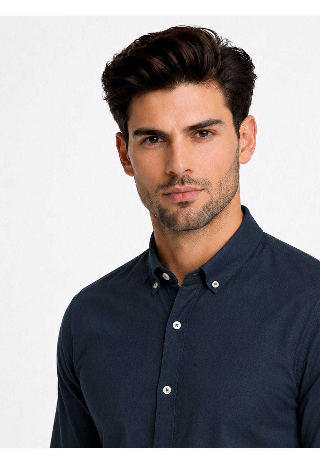Camisa Lisa Regular Fit Azul Marino Piero Butti PBDVF18NB-2