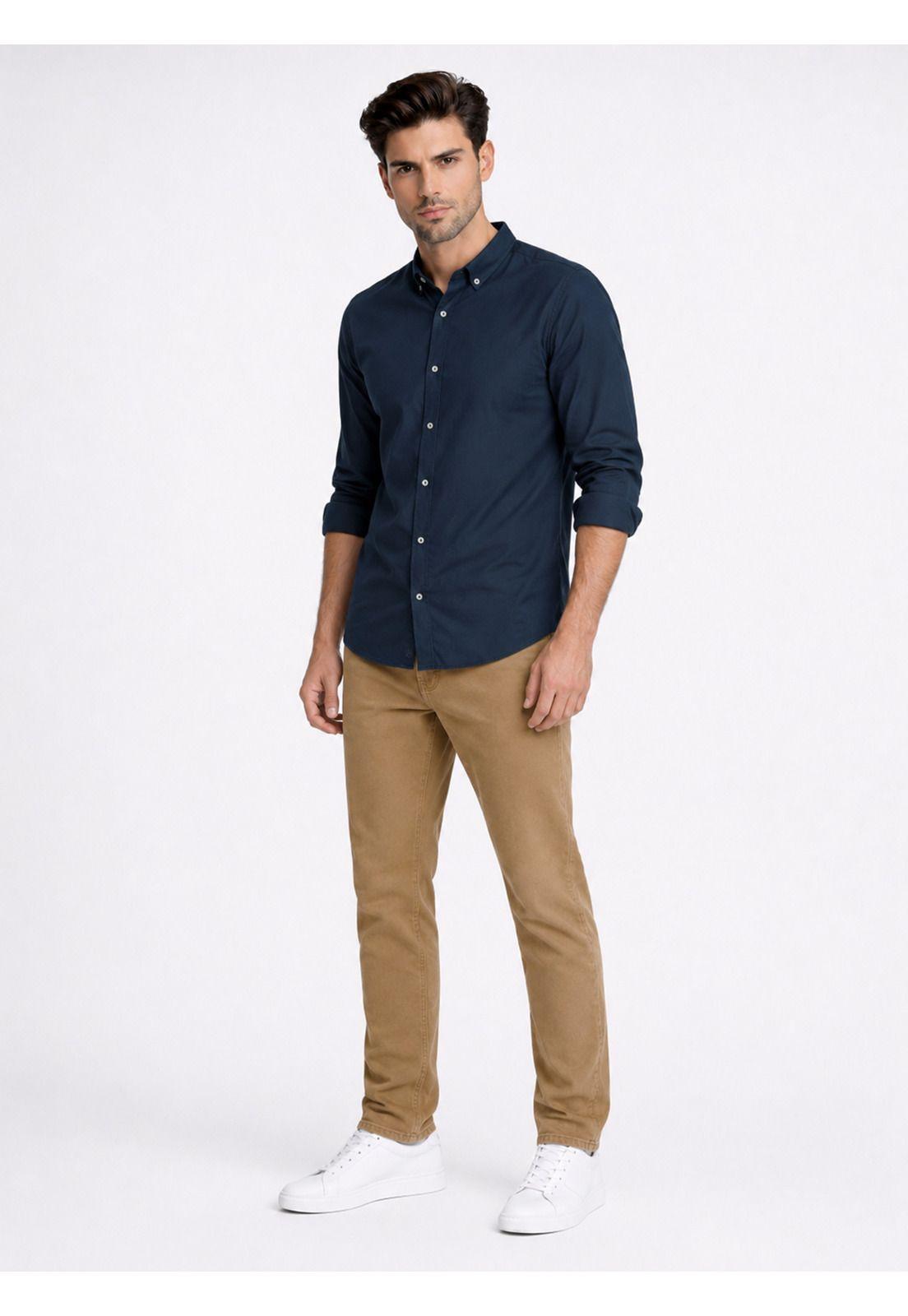 Camisa Lisa Regular Fit Azul Marino Piero Butti PBDVF18NB-3