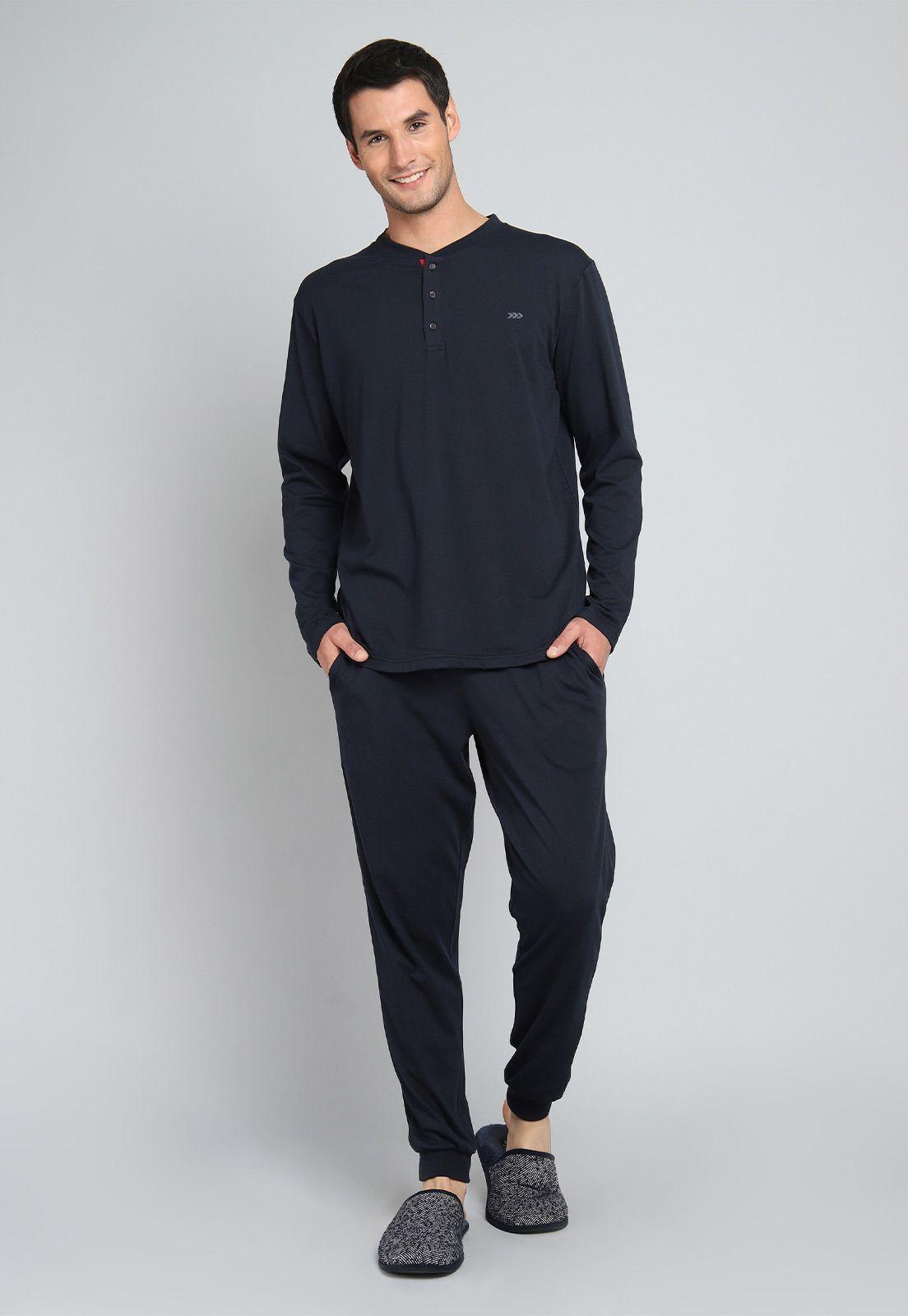 Pijama Largo Liso Arrow P1I3102AZ-0