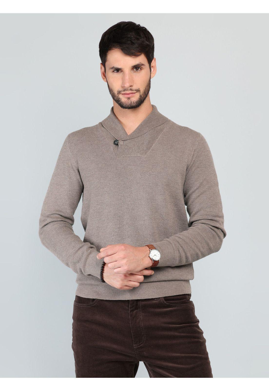Sweater Cuello Cruzado Regular Fit Café Arrow SW3360PCA-0