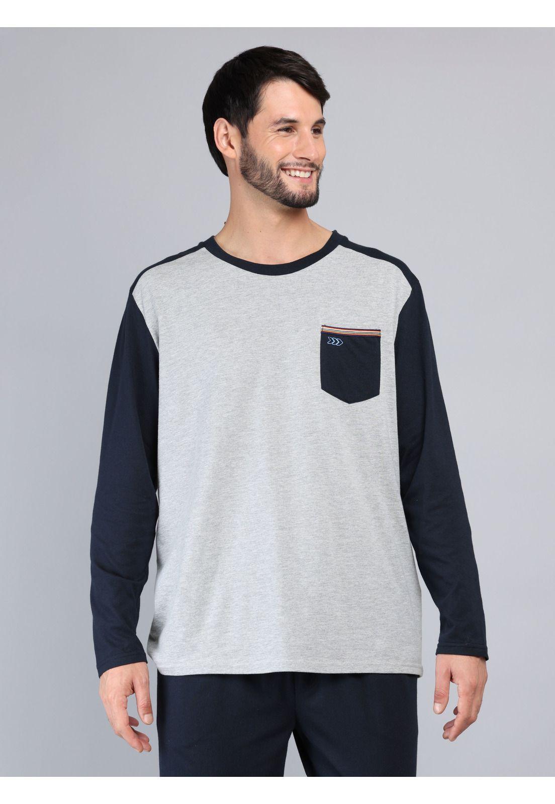 Pijama Largo Regular Fit Gris Arrow P1I3302GR-2