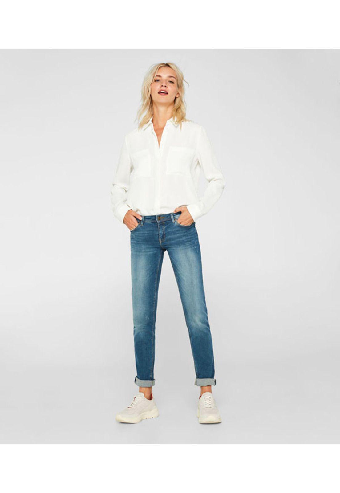 Jeans straight medium rise fit con algodón ecológico-4