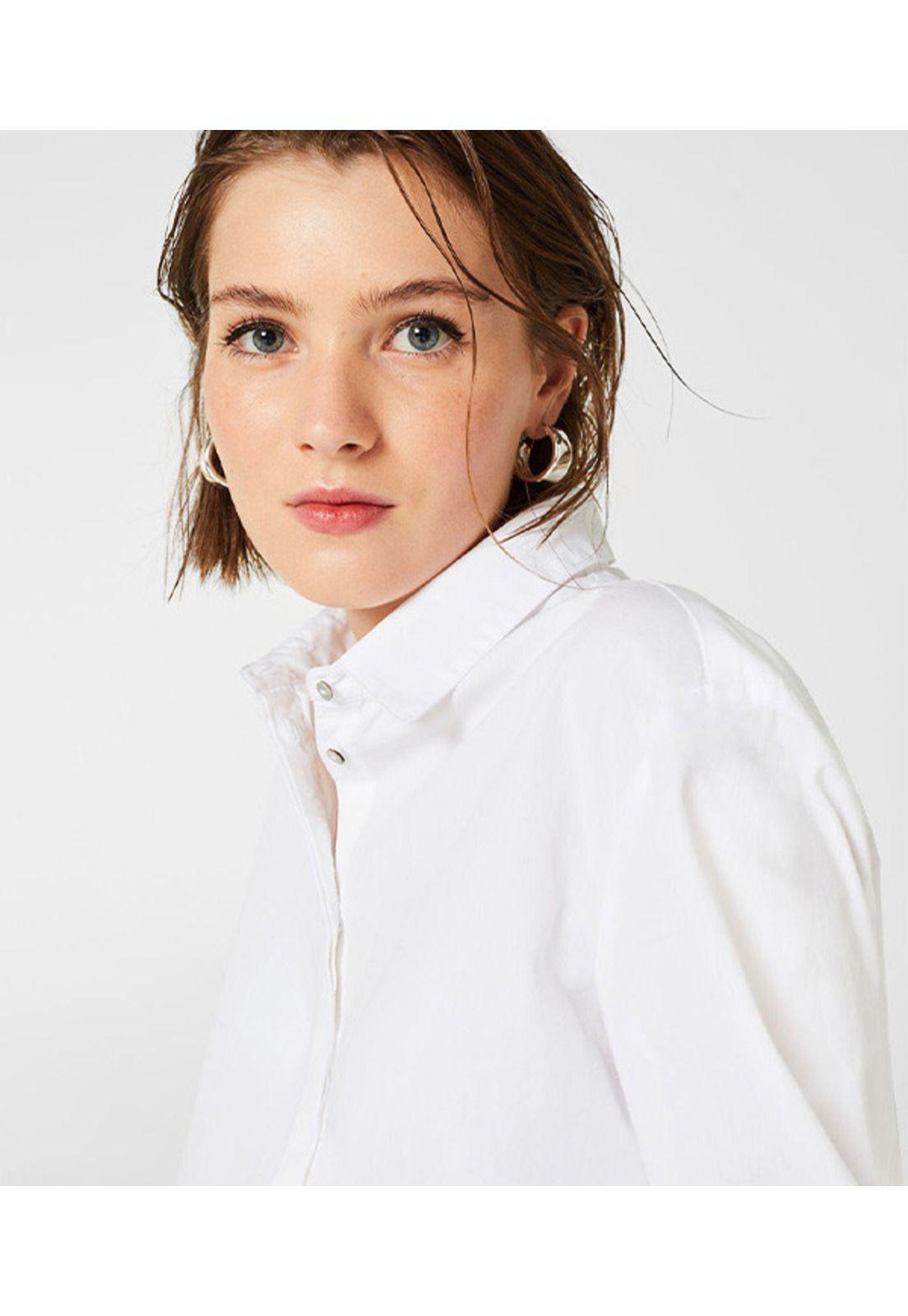 Blusa con bajo irregular, 100% algodón-1