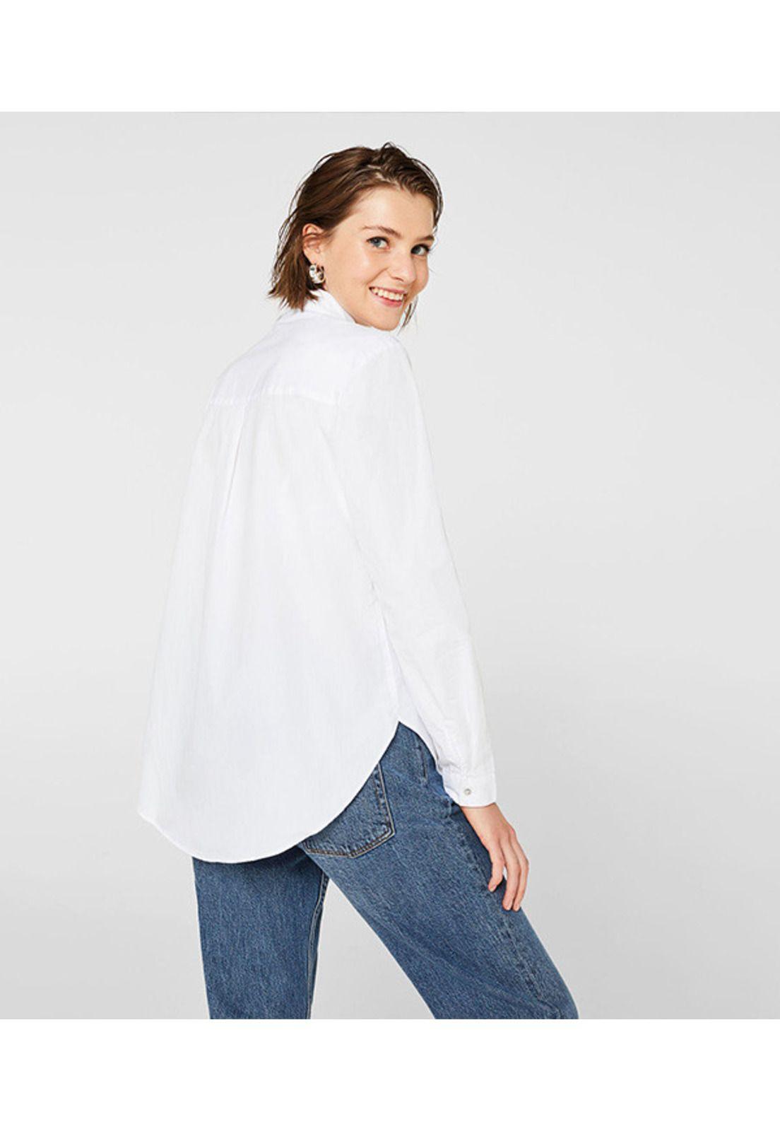 Blusa con bajo irregular, 100% algodón-2