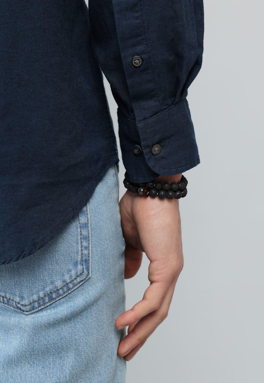 Camisa De Lino y Algodón Arrow CM32050AZ-5