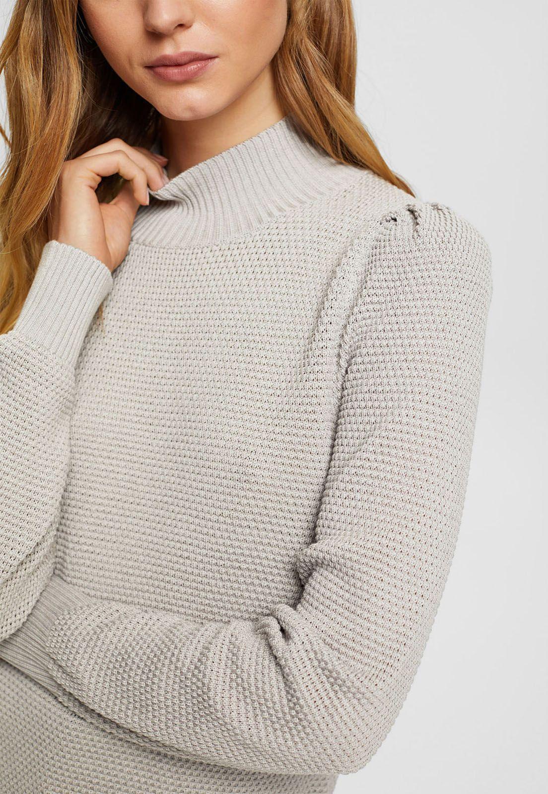 Sweater Con Cuello Alto De Textura Mujer Esprit Verde oscuro-2