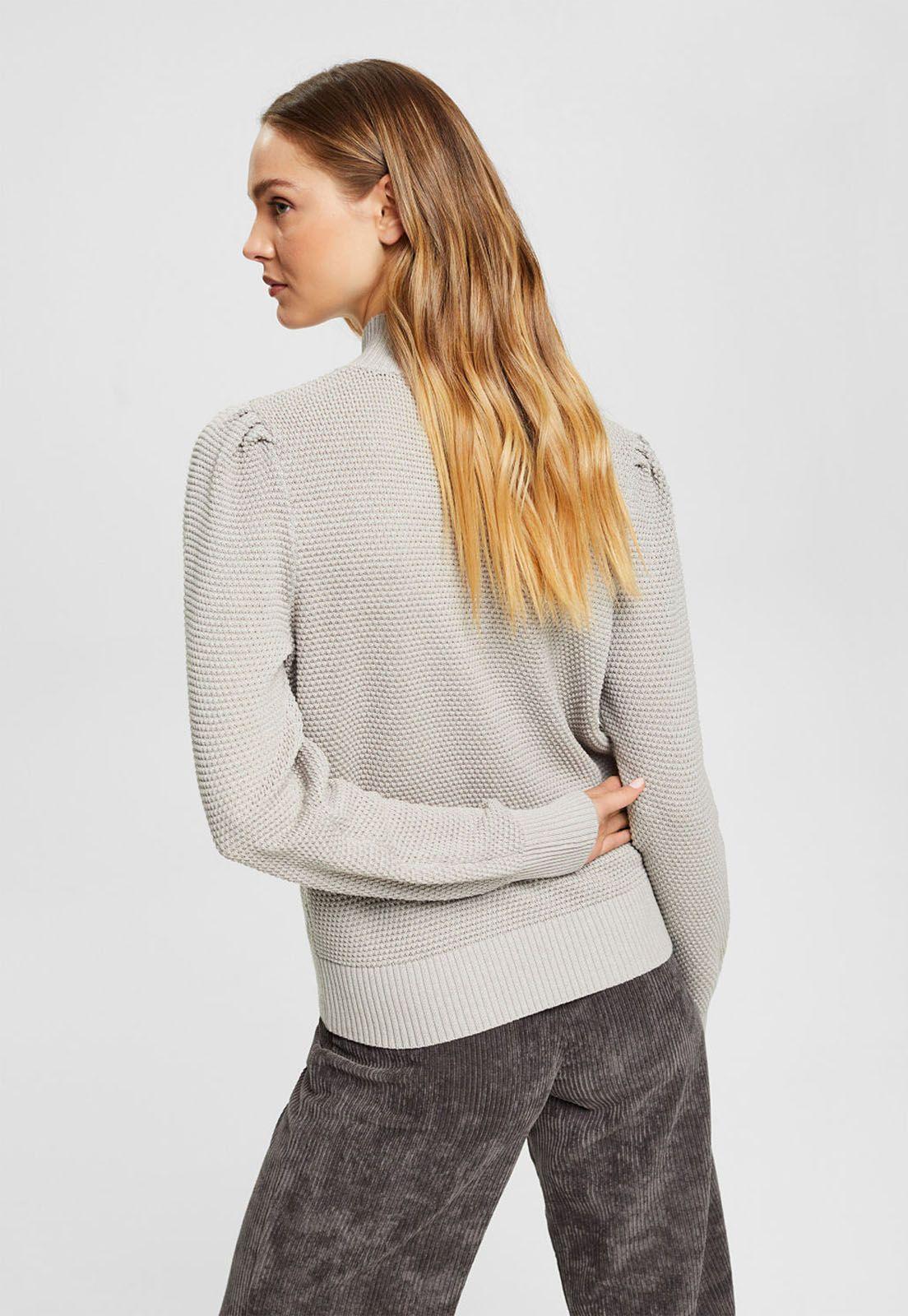 Sweater Con Cuello Alto De Textura Mujer Esprit Verde oscuro-1