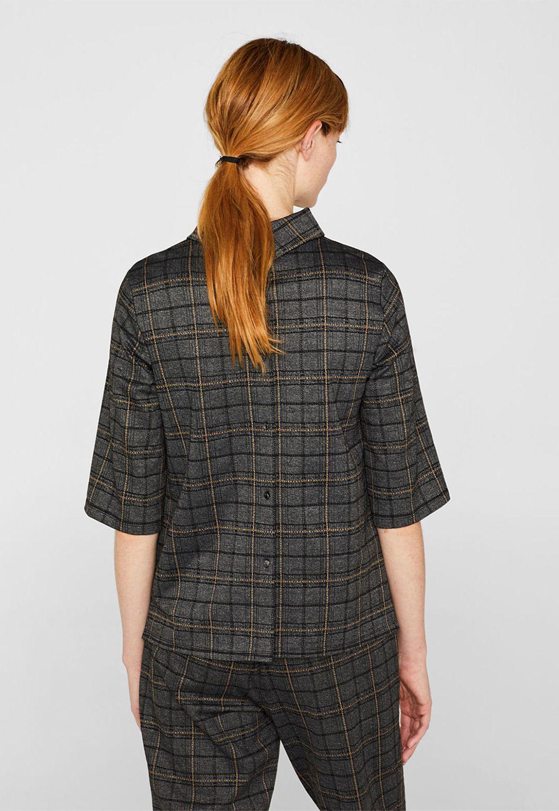 Polera Mujer Manga Corta A Cuadros Esprit-1