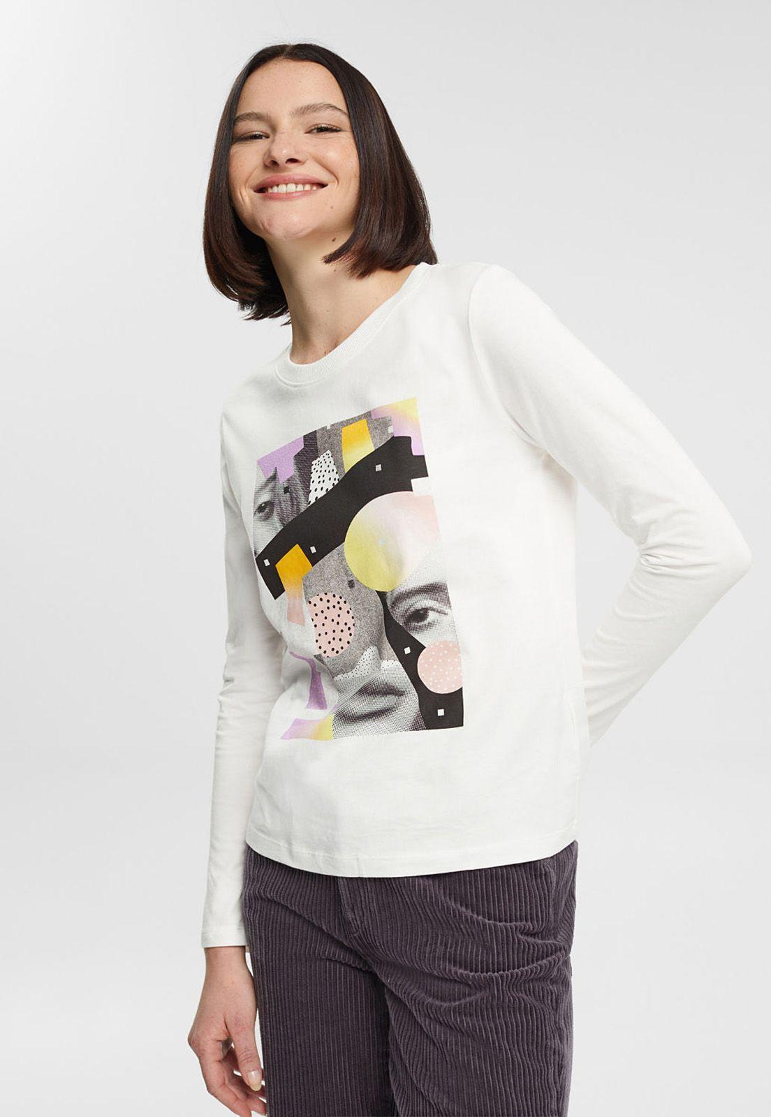 Polera De Manga Larga Estampada Mujer Esprit-0