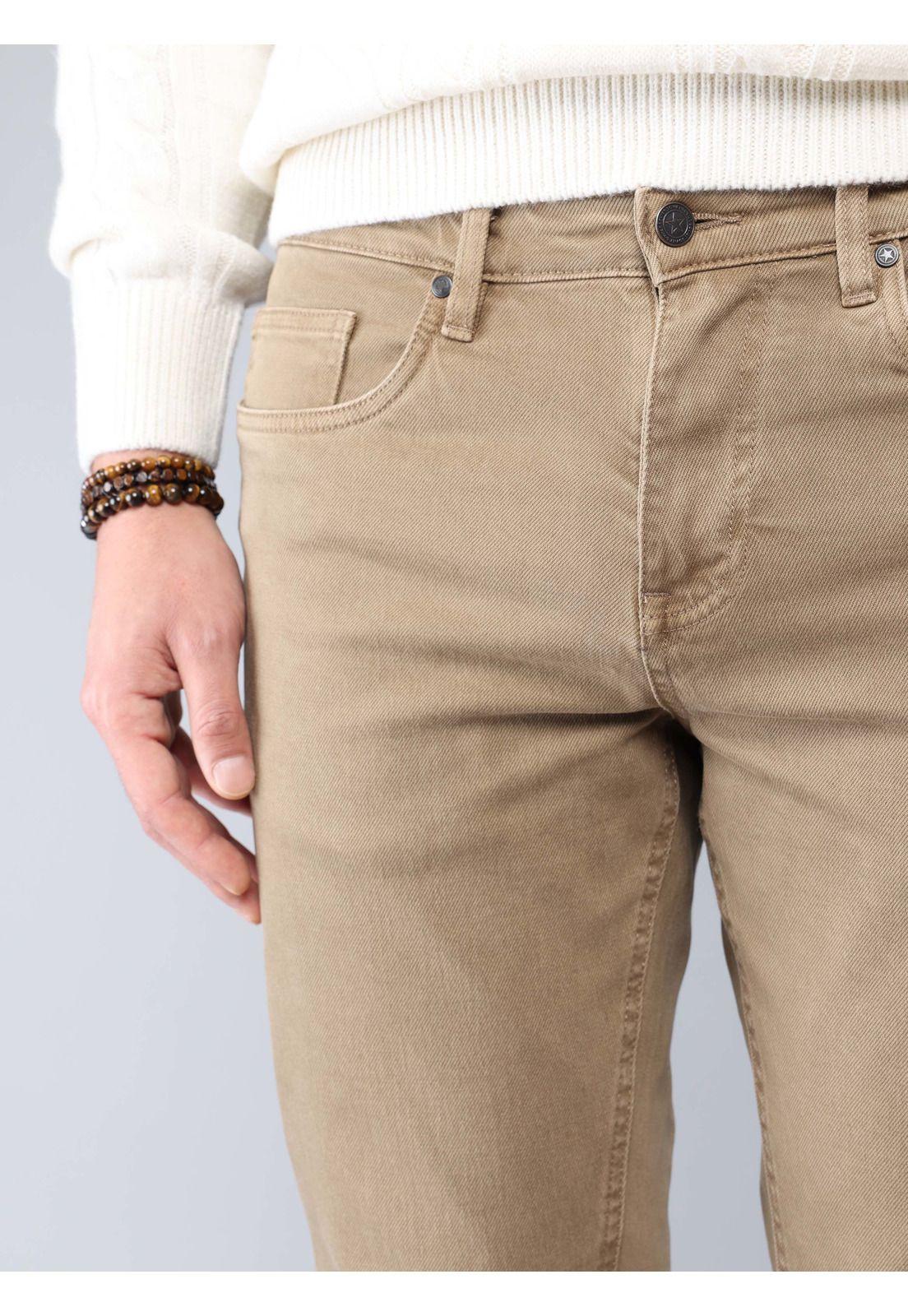 Pantalón Stone Wash Spandex Regular Fit Café Soviet SCIB050CA-2