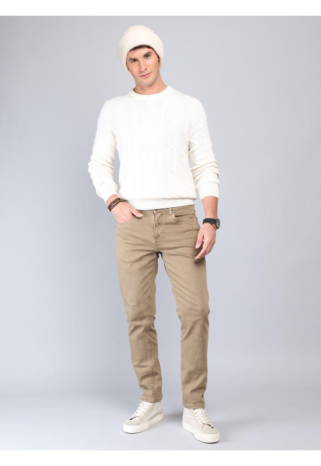 Pantalón Stone Wash Spandex Regular Fit Café Soviet SCIB050CA-3