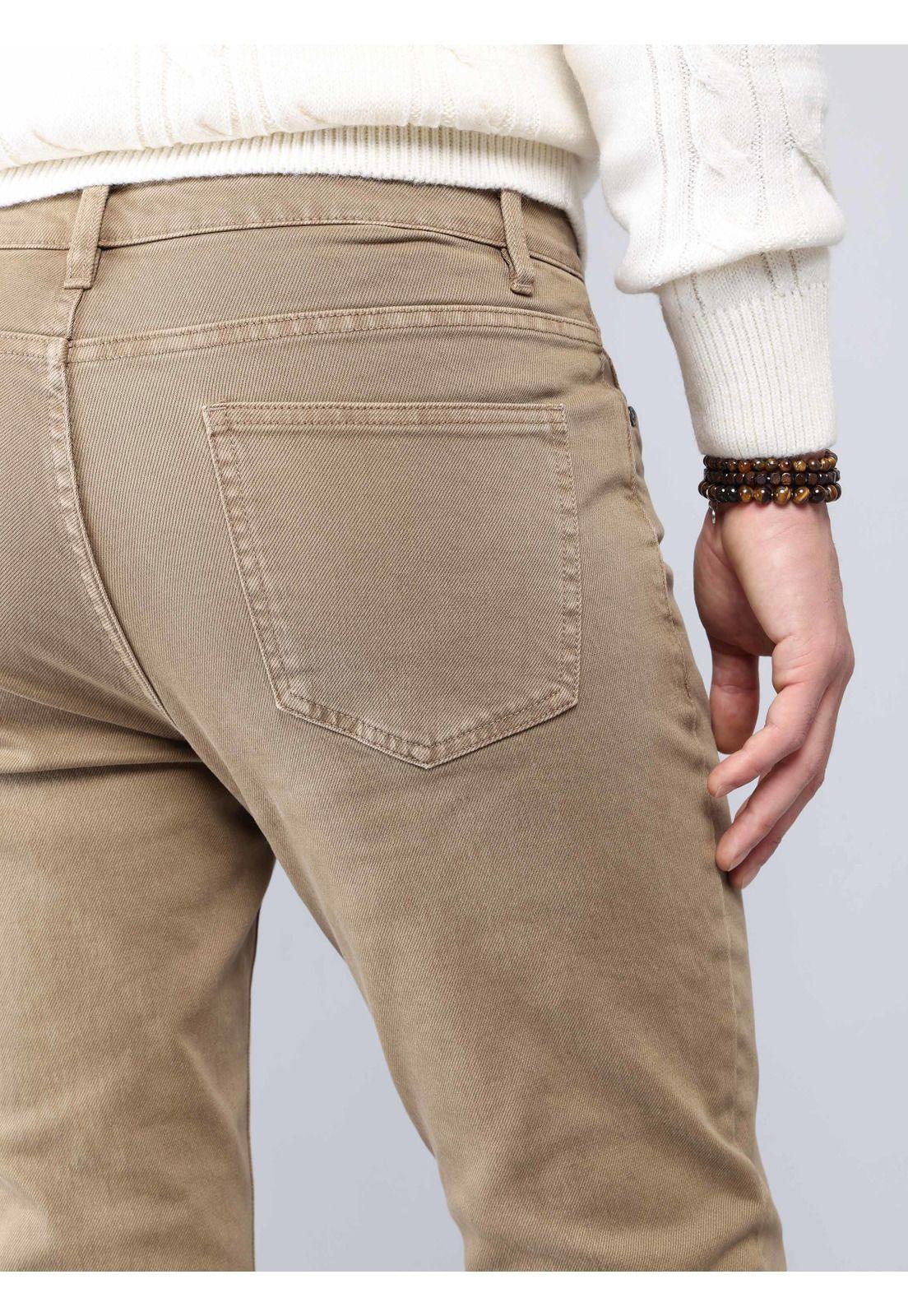 Pantalón Stone Wash Spandex Regular Fit Café Soviet SCIB050CA-4