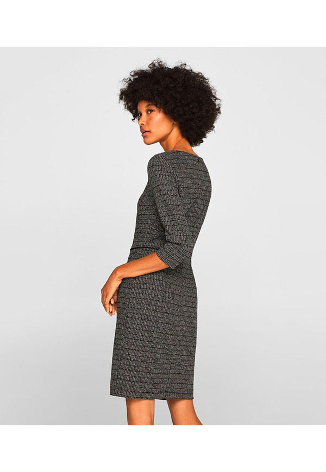 Vestido de jersey elástico con cuadros jacquard-2