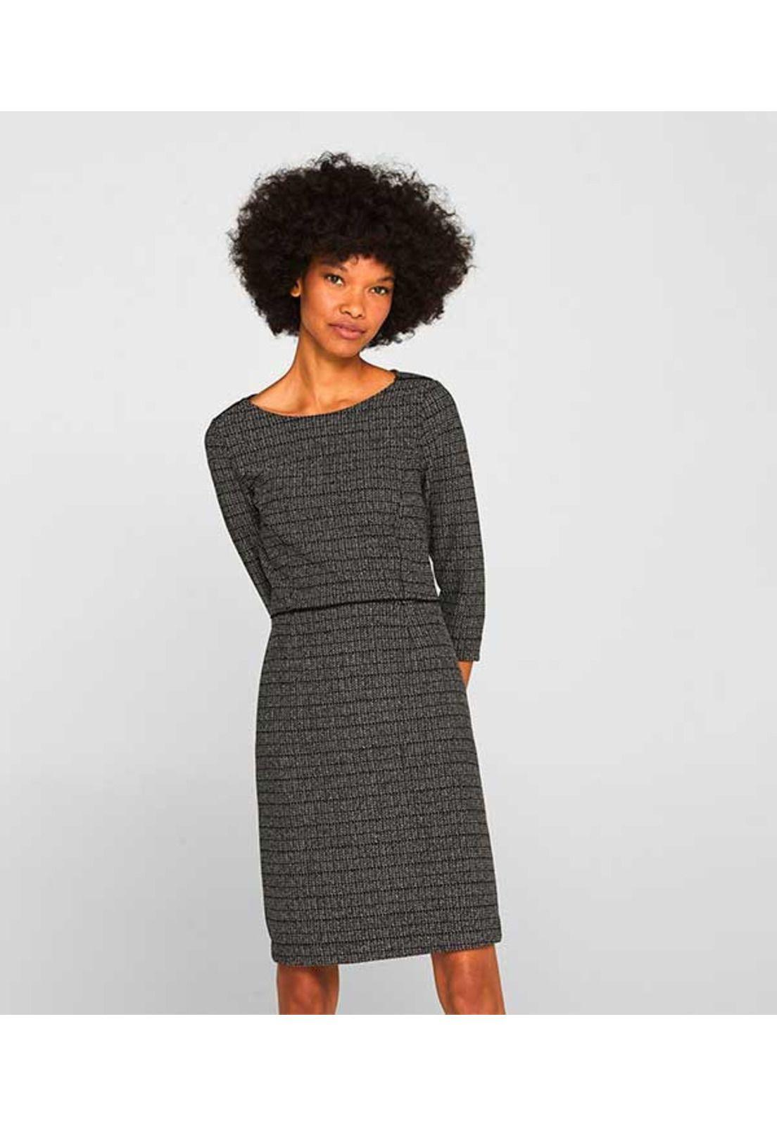 Vestido de jersey elástico con cuadros jacquard-4