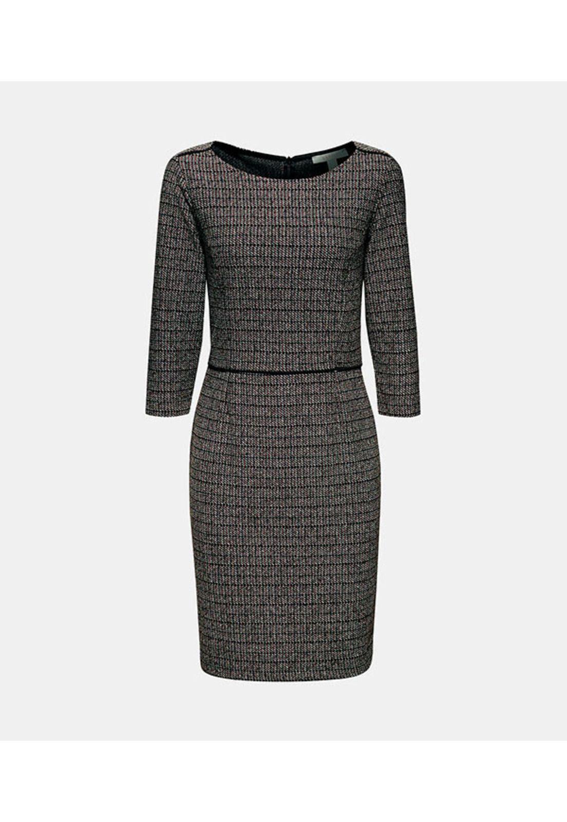 Vestido de jersey elástico con cuadros jacquard-7