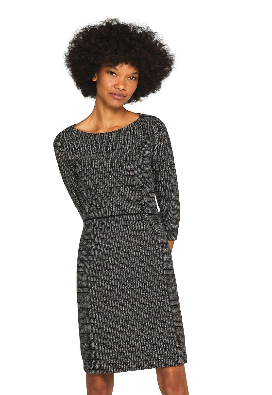 Vestido de jersey elástico con cuadros jacquard-8