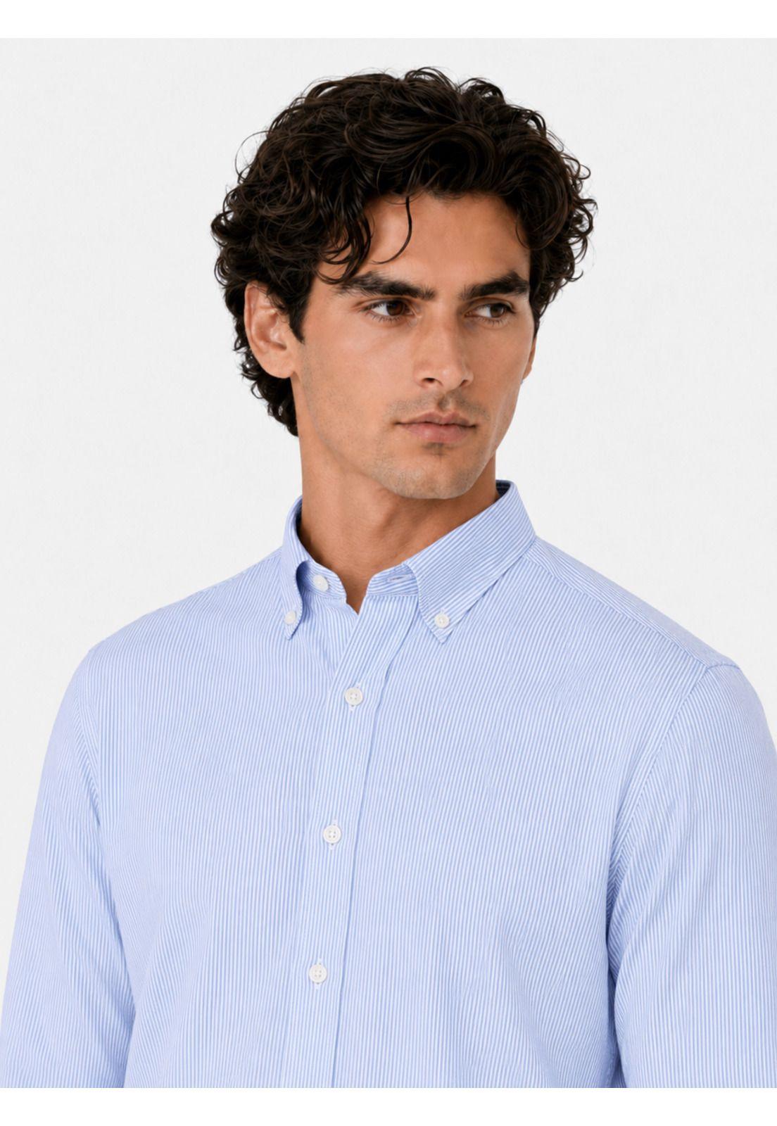 Camisa A Rayas Regular Fit Azul Arrow CM34015AZ-2