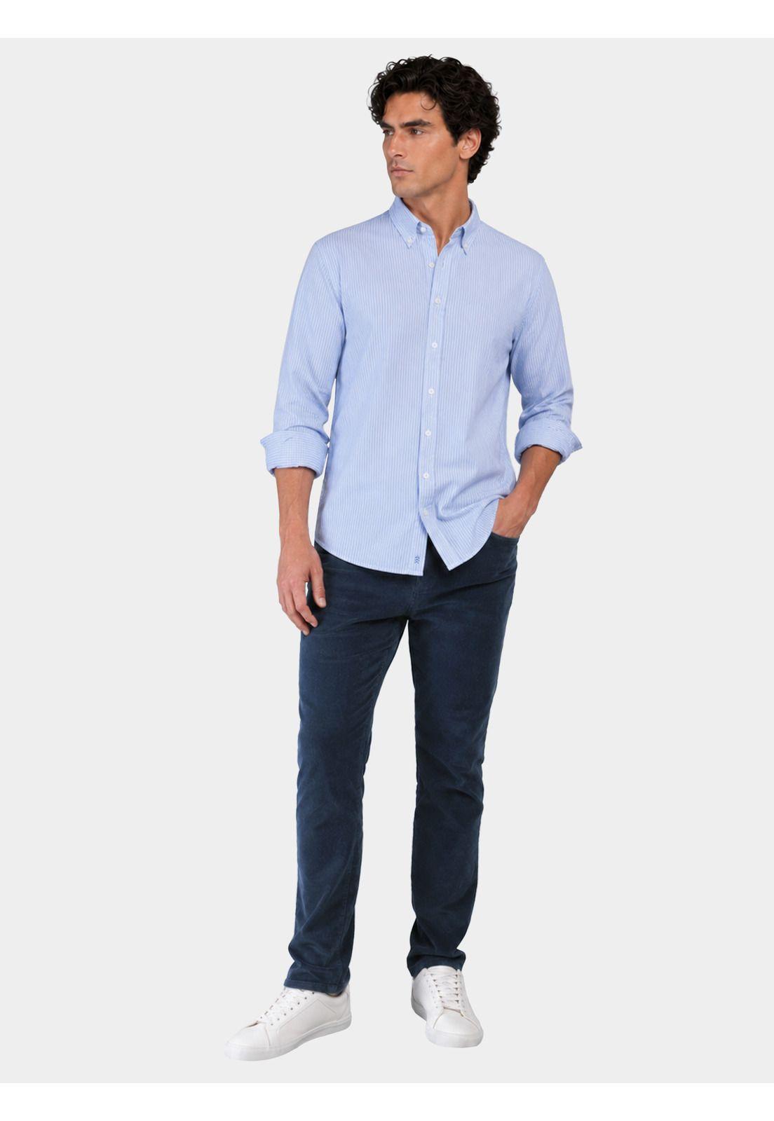 Camisa A Rayas Regular Fit Azul Arrow CM34015AZ-3