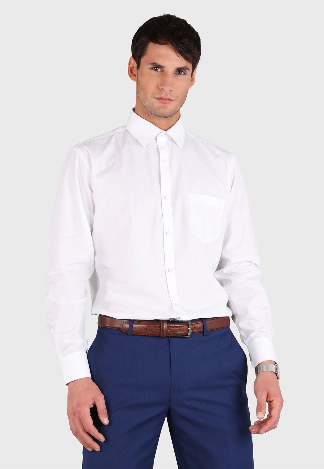 Camisa Hombre Arrow Cuello Italiano Blanca Tailored Fit-0