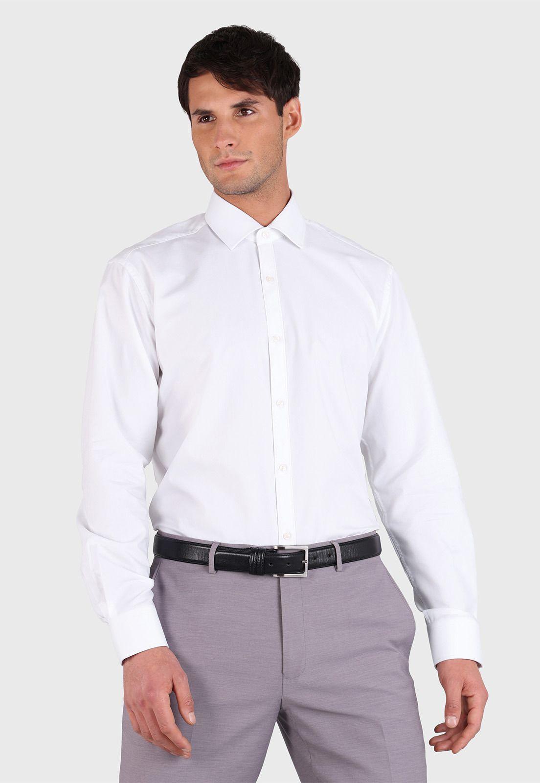 Camisa Hombre Arrow Formal Spandex Texturada Blanca-0