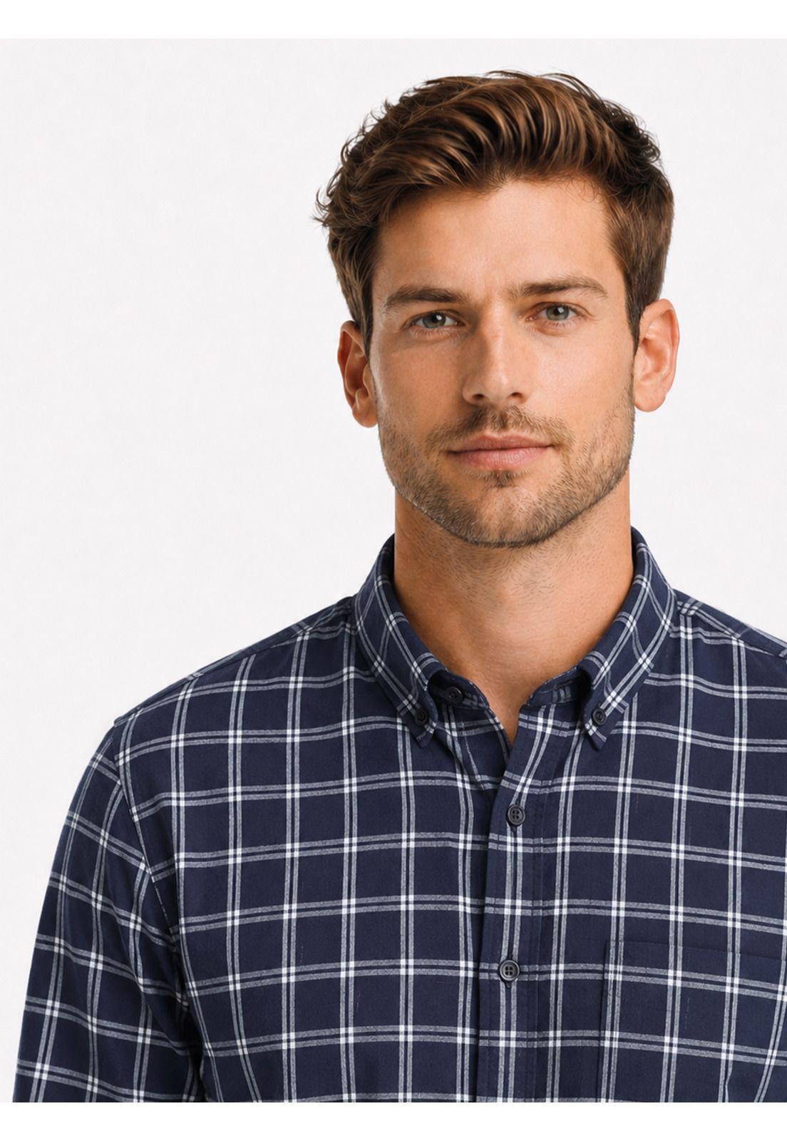 Camisa A Cuadros Regular Fit Azul Arrow CM34020AZ-2