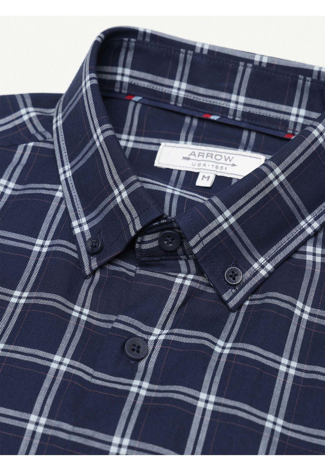 Camisa A Cuadros Regular Fit Azul Arrow CM34020AZ-3