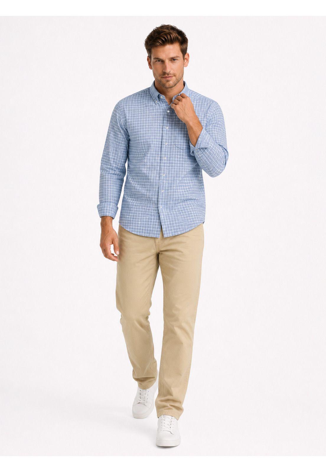 Camisa Oxford Spandex Regular Fit Celeste Arrow CM34005CE-3