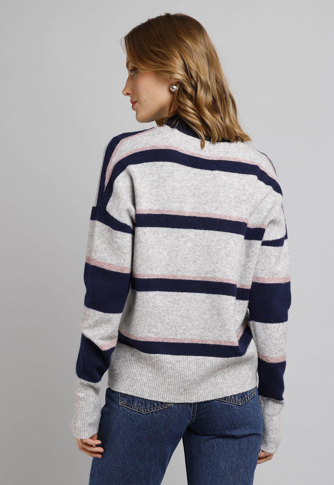 Sweater de Lana a Rayas Cuello V Mujer Esprit 104EE1I342-1