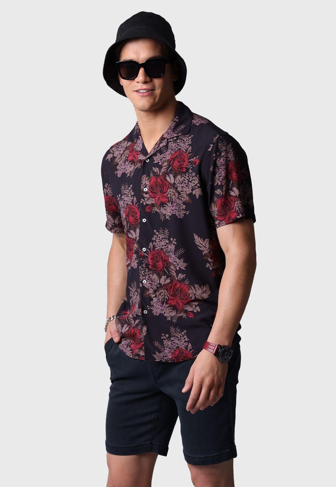 Camisa Manga Corta Flor Guy Laroche-0
