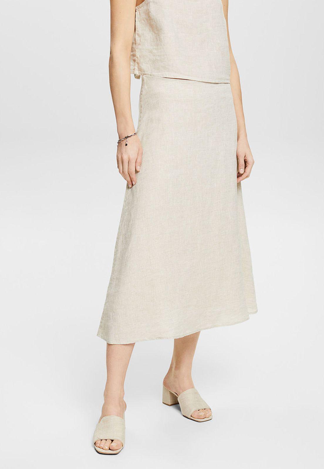 Falda Midi De Lino Mujer Esprit 034EE1D321-0