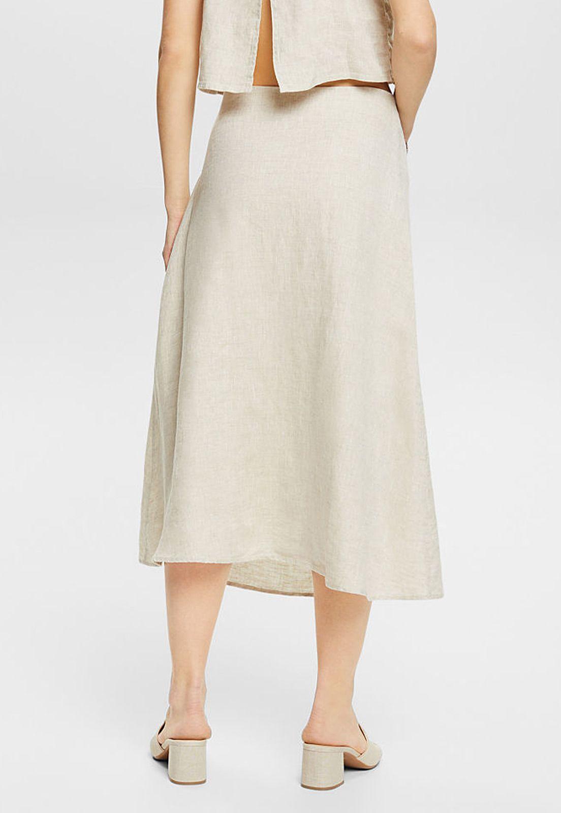 Falda Midi De Lino Mujer Esprit 034EE1D321-1
