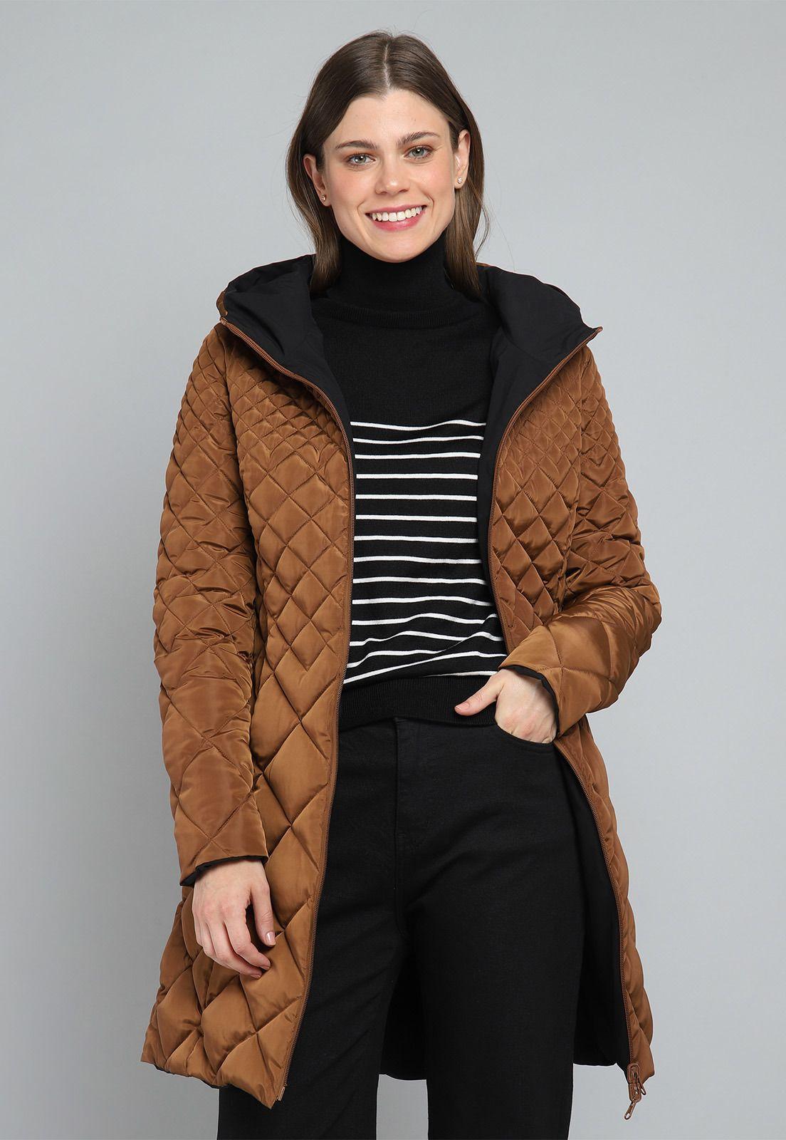 Parka Larga Reversible Acolchada con Capucha Mujer Esprit G008954-0